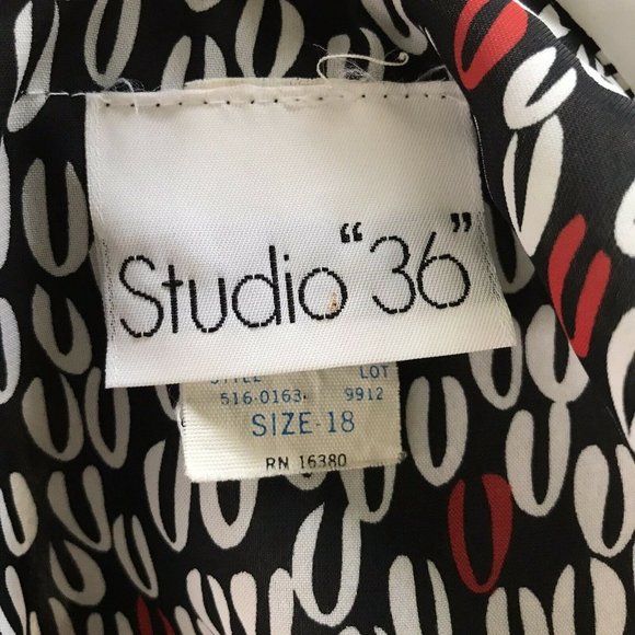 Studio 36 Modest Dress ~ Sz 18 ~ White, Black, Red - Picture 5 of 6